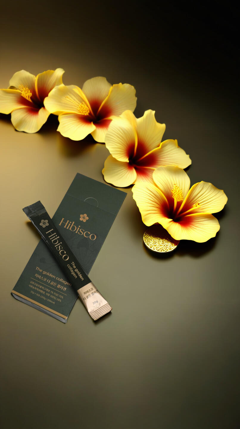 "Golden Hibiscus Clean Beauty Slow Aging Program" Forming a healthy and sophisticated trend leader. • Identity that practices wellness with antioxidant and anti-inflammatory effects. • Luxurious taste with vegan and natural ingredient selection. • Leading the way in clean beauty and wellness trends.